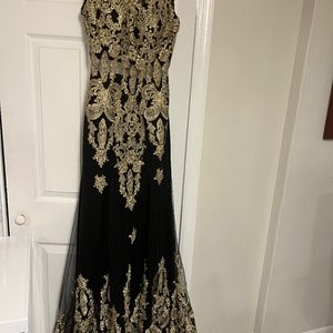 Black and Gold Prom Dress